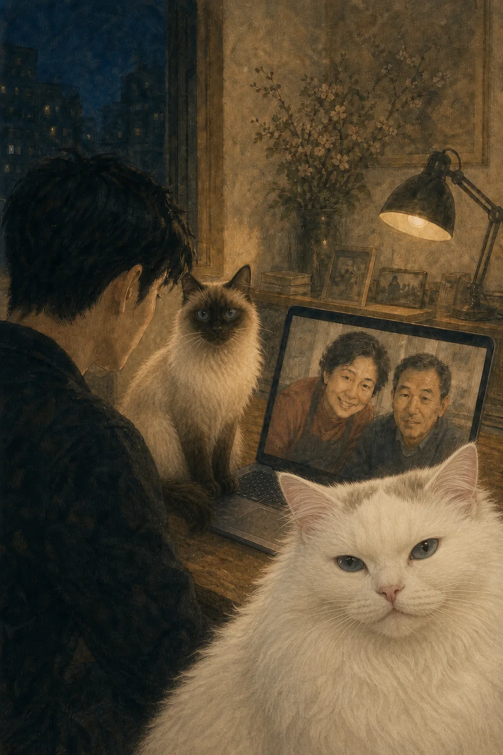 AI文学插图|猫替父母问了近况