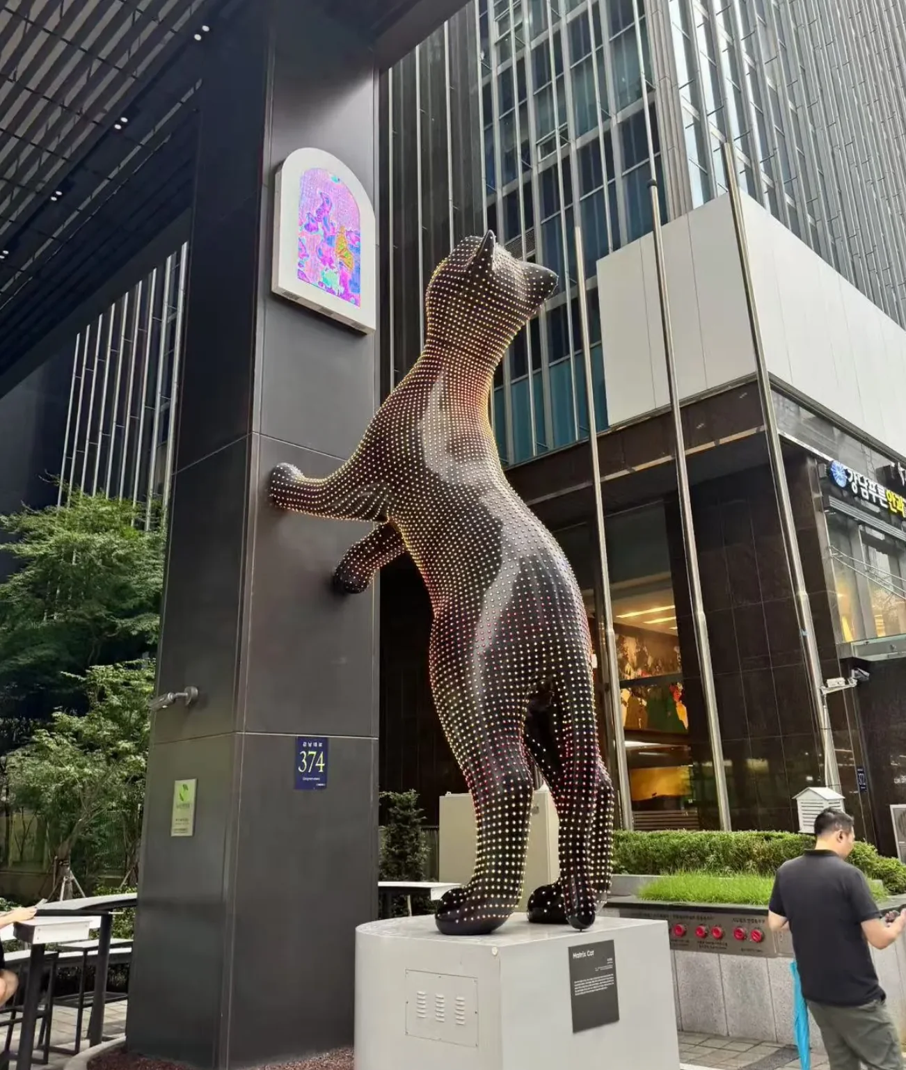 书墙下的人群
